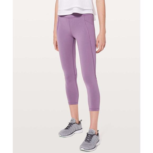 Lululemon Time To Sweat Crop Size 6 23" Smoked Mulberry Purple High Rise - Picture 1 of 11